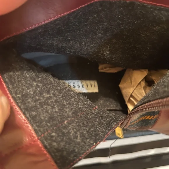 NWOT Fratelli Rosetti Burgundy Flannel Tassel Boots sz 40.5 - Picture 10 of 11